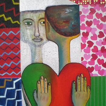 Peinture intitulée "Love yourself / Lie…" par Abdoul-Ganiou Dermani, Œuvre d'art originale