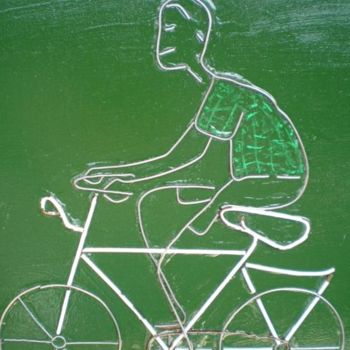 Painting titled "Cyclist / Radfahrer" by Abdoul-Ganiou Dermani, Original Artwork