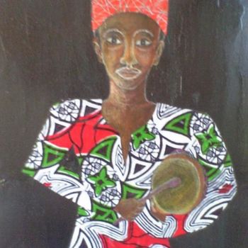 Painting titled "Drummer / Trommler" by Abdoul-Ganiou Dermani, Original Artwork