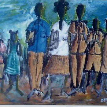 Painting titled "Going to school / S…" by Abdoul-Ganiou Dermani, Original Artwork