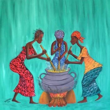 "Frauen kochen Knöde…" başlıklı Tablo Abdoul-Ganiou Dermani tarafından, Orijinal sanat