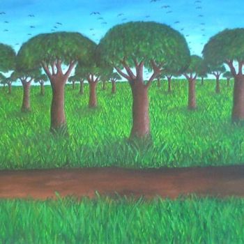 Pintura titulada "Die Landschaft / La…" por Abdoul-Ganiou Dermani, Obra de arte original