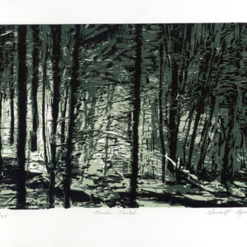 Printmaking titled "Border Thicket" by Dermot Ryan, Original Artwork, Linocuts