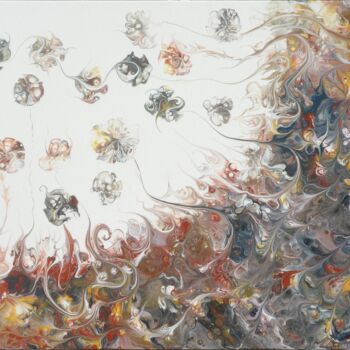 Malerei mit dem Titel "Floraison solaire" von Derollepot, Original-Kunstwerk, Acryl Auf Keilrahmen aus Holz montiert
