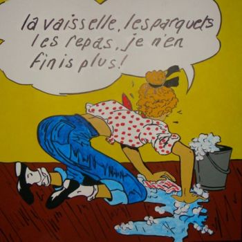 Painting titled "La vaisselle, les p…" by Derrey, Original Artwork