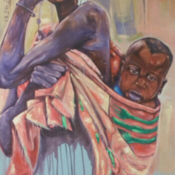 Painting titled "Joy of Motherhood" by Derrick Okanta, Original Artwork, Acrylic