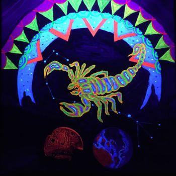 Pintura titulada "Scorpio  UV Painting" por Derugo Art, Obra de arte original, Acrílico Montado en Bastidor de camilla de ma…