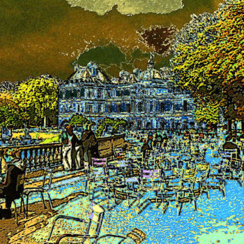 Digitale Kunst getiteld "Paris, la terrasse…" door René Desenne, Origineel Kunstwerk, Anders