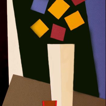 Ремесла под названием "Collage : Bouquet m…" - René Desenne, Подлинное произведение искусства