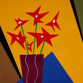 Artcraft titled "Collage : Fleurs ro…" by René Desenne, Original Artwork