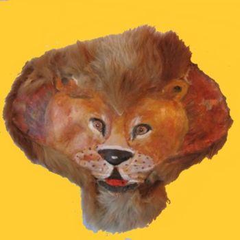 Painting titled "LE LION" by Desnoyers, Original Artwork, Oil