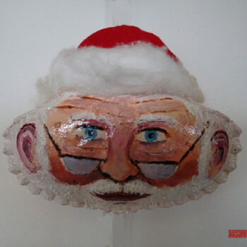 Peinture intitulée "Père Noël à lunette" par Desnoyers, Œuvre d'art originale, Acrylique