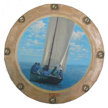 Painting titled "P'tite nav '" by Desnoyers, Original Artwork, Acrylic