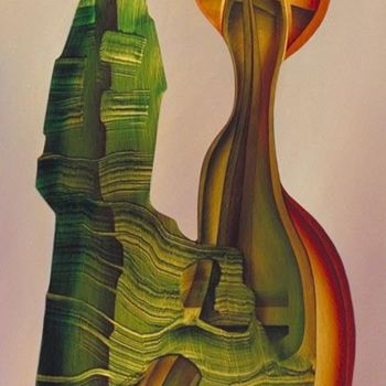 Картина под названием "Double figure" - Guy Dessauges, Подлинное произведение искусства, Масло