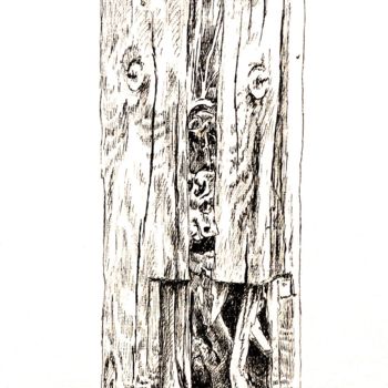 Tekening getiteld "Escargot au pieu" door Pierre Fabry, Origineel Kunstwerk, Inkt