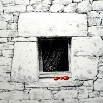 Dessin intitulée "Tomates à la fenêtre" par Pierre Fabry, Œuvre d'art originale, Autre