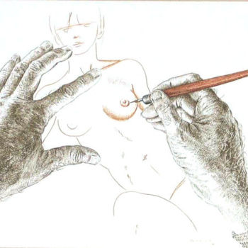 Disegno intitolato "Dessin d'un sein" da Pierre Fabry, Opera d'arte originale, Altro
