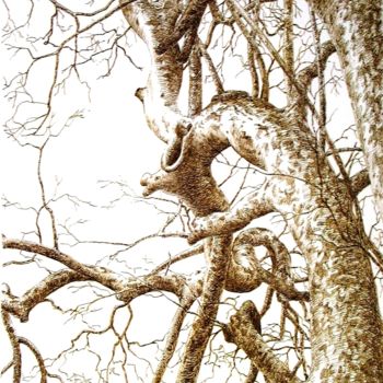 Desenho intitulada "Arbre brun" por Pierre Fabry, Obras de arte originais, Tinta