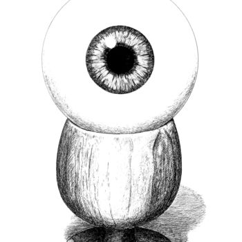 Dessin intitulée "L'oeil à la coque" par Pierre Fabry, Œuvre d'art originale, Encre