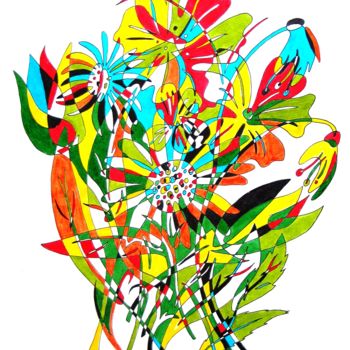 「bouquet」というタイトルの描画 Pierre Fabryによって, オリジナルのアートワーク, インク