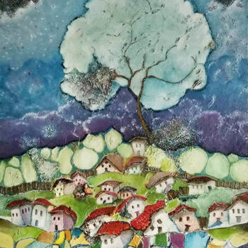 Pintura intitulada "The tree" por Detelina Zdravkova, Obras de arte originais, Óleo