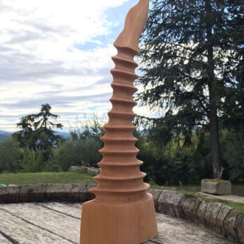 Skulptur mit dem Titel "La spina" von Deusmou, Original-Kunstwerk, Holz