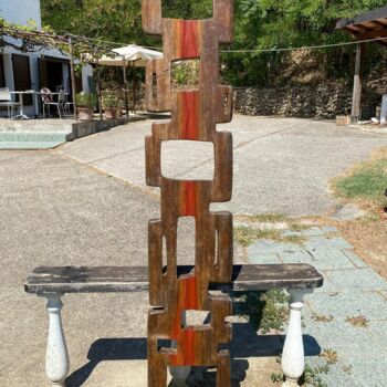 Скульптура под названием "Kundalini" - Deusmou, Подлинное произведение искусства, Дерево