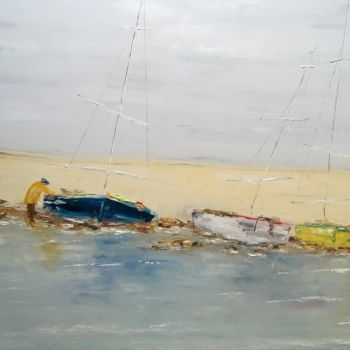 제목이 "Les barques"인 미술작품 R Devarrewaere로, 원작, 기름