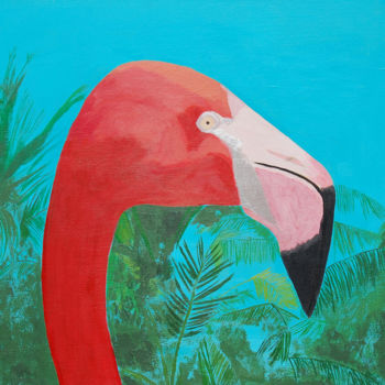 Painting titled "Flamingo" by Dave Vanderstraeten, Original Artwork, Acrylic