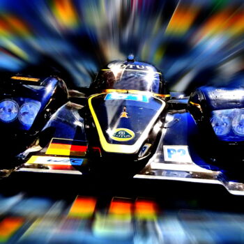 Photographie intitulée "Speeding Lotus LMP2…" par Deverviers, Œuvre d'art originale, Photographie numérique