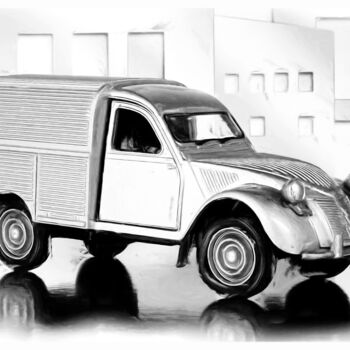 Arts numériques intitulée "Citroën 2CV Fourgon…" par Deverviers, Œuvre d'art originale, Peinture numérique