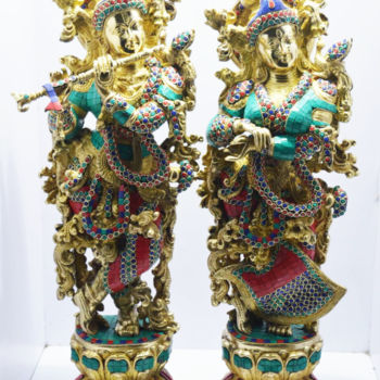 Sculpture titled "Beautiful Radha Kri…" by Xavier, Original Artwork, Metals