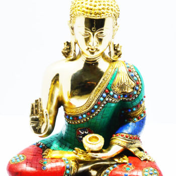 Sculpture titled "Beautiful Budha Med…" by Xavier, Original Artwork, Stone