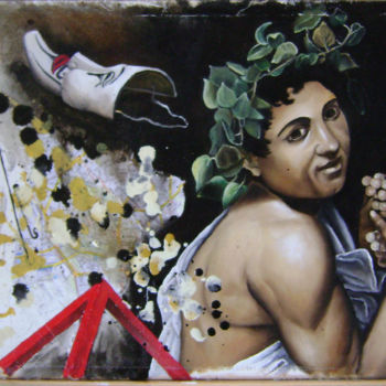 Painting titled "Bacchus in balance" by Devis Ponzellini, Original Artwork, Oil