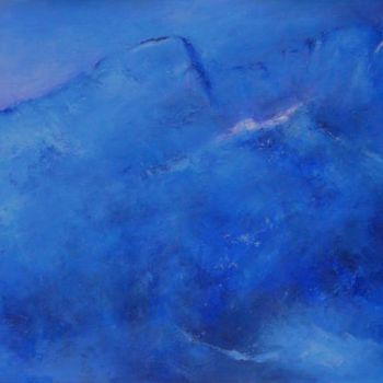Peinture intitulée "montagnes bleues" par Devy, Œuvre d'art originale, Huile