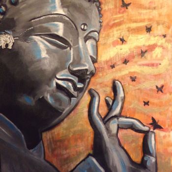 Pintura intitulada "Buddha" por Tangdam, Obras de arte originais, Óleo