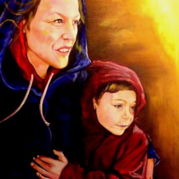 Pintura intitulada "vierge à l'enfant" por Tangdam, Obras de arte originais, Óleo