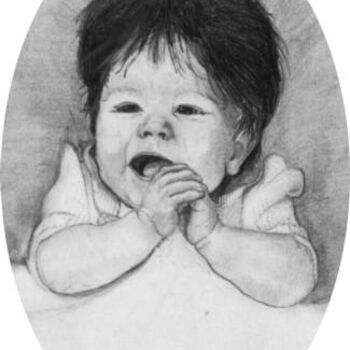 Desenho intitulada "portrait of a child" por David Wendes, Obras de arte originais