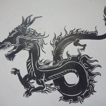 Painting titled "dragon" by Dfss Dff, Original Artwork, Pencil