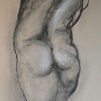 Рисунок под названием "dessin-nu-4" - Daniel Greuzard, Подлинное произведение искусства, Древесный уголь