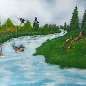 Painting titled "Lonely Ducks" by D' Griese, Original Artwork, Acrylic