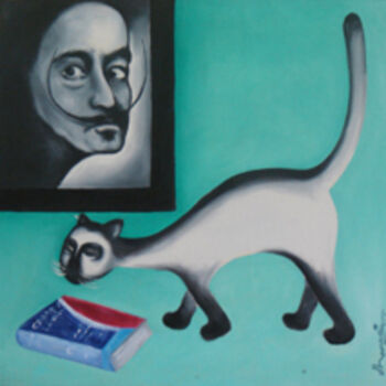 Painting titled "Dali with my student" by Dhanaraj Keezhara, Original Artwork