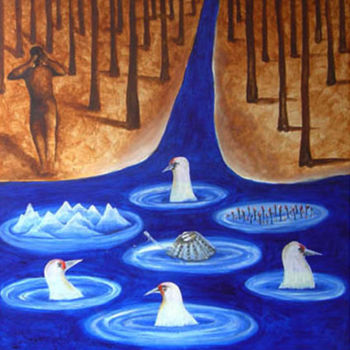 Pintura intitulada "water war 20" por Dhanaraj Keezhara, Obras de arte originais