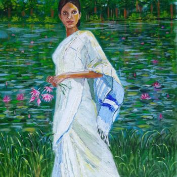 Painting titled "The lady" by Dharsha Samarasinha, Original Artwork, Acrylic