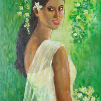 Painting titled "The look" by Dharsha Samarasinha, Original Artwork, Acrylic
