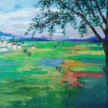 Painting titled "Landscape-shades of…" by Dharsha Samarasinha, Original Artwork, Oil