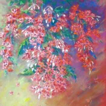 Painting titled "A burst of red" by Dharsha Samarasinha, Original Artwork, Pastel