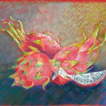 Картина под названием "The red dragons" - Dharsha Samarasinha, Подлинное произведение искусства, Пастель
