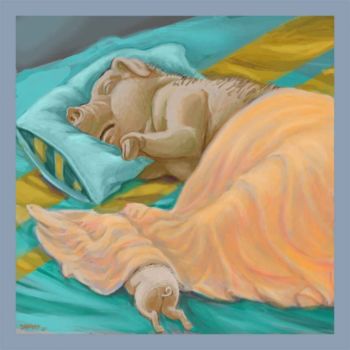 Painting titled "Pigs in a blanket" by Dhaveed Woody, Original Artwork, Oil
