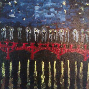 Painting titled "dancing-lights-acry…" by Dhiraj Choudhary, Original Artwork, Acrylic